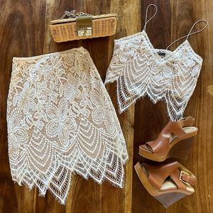 Bridal White Lace 2-Piece Set